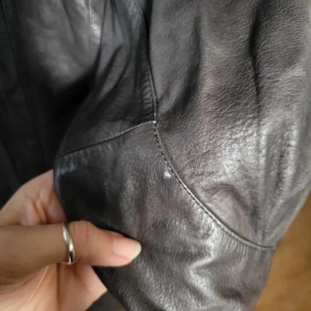 Luigui‎ M Genuine Leather Jacket RARE Vintage 90s Brown Collared Coat Women's
